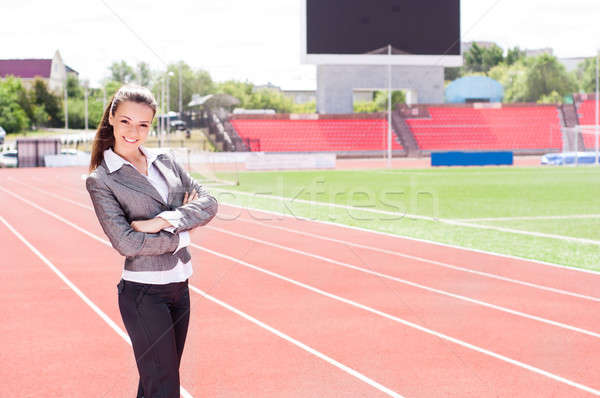 Porträt schönen business woman Sport Stadion Wettbewerb Stock foto © adam121