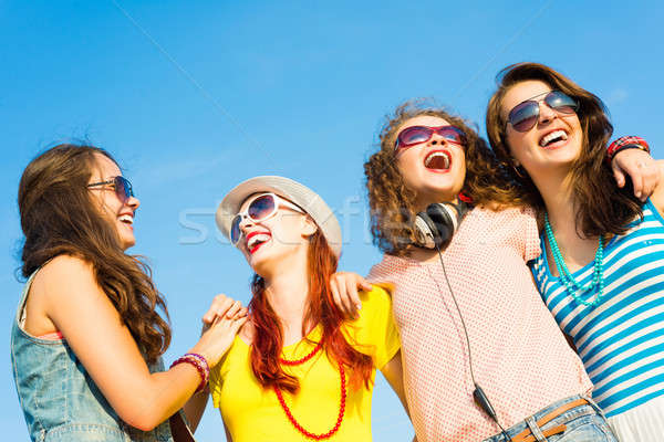group of young people wearing sunglasses and hat Stock photo © adam121