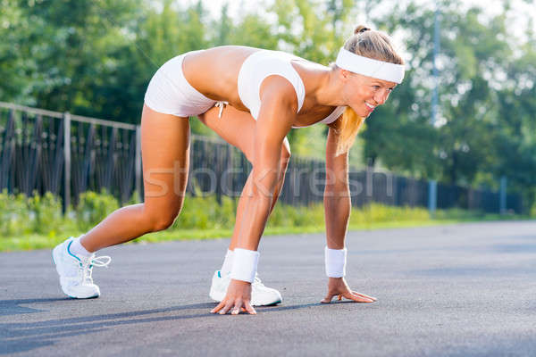 Atleta inizio runner outdoor piedi Foto d'archivio © adam121