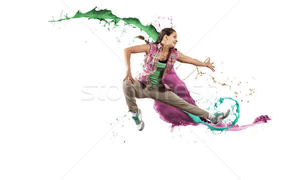 Dançarina saltar jovem feminino branco colorido Foto stock © adam121
