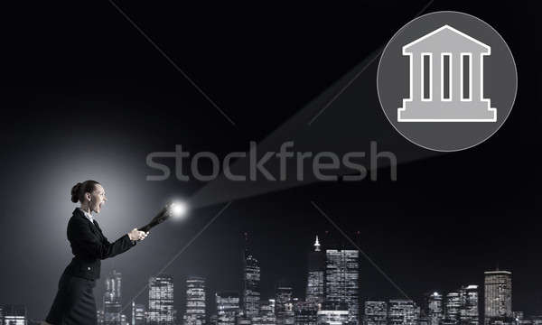 Woman with lantern in hand Stock photo © adam121