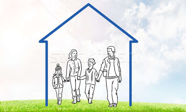 Happy family in house Stock photo © adam121