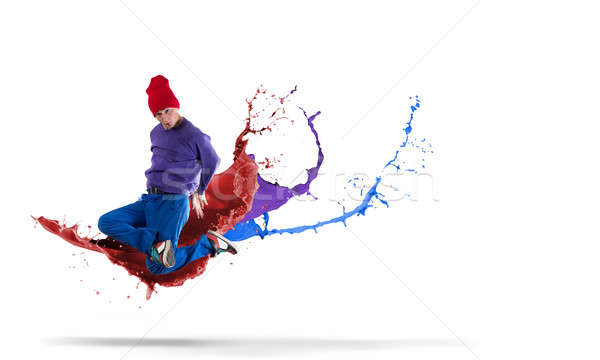 Stockfoto: Danser · jonge · man · hip · hop · springen · hoog · man