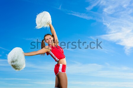 Cheerleader fille ciel bleu mode Aller couleur Photo stock © adam121