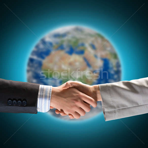 Handshake dwa biznesmenów planety Ziemi elementy obraz Zdjęcia stock © adam121