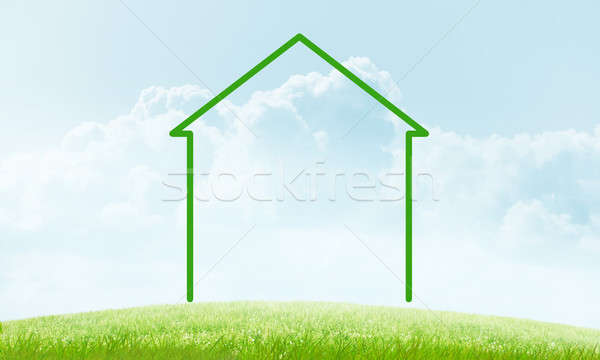 дома небе пейзаж Рисунок недвижимости символ Сток-фото © adam121