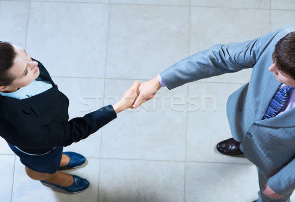 Business woman and businessman shaking hands Stock photo © adam121