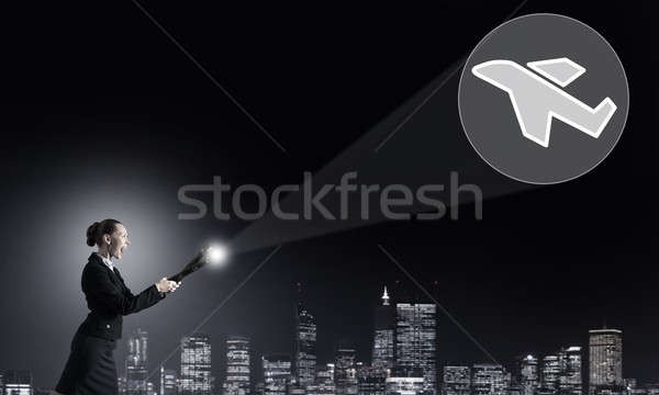 Femeie lanterna mână tineri elegant femeie de afaceri Imagine de stoc © adam121
