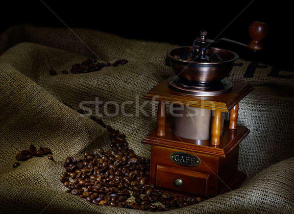 Kávé malom bab zsákvászon csendélet fa Stock fotó © adam121