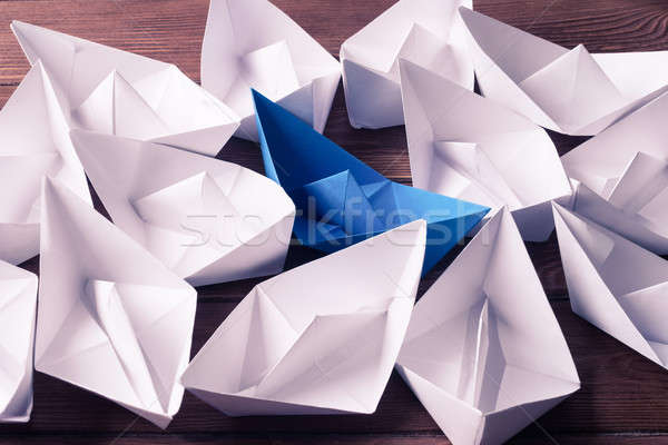 Affaires origami bateaux table en bois [[stock_photo]] © adam121