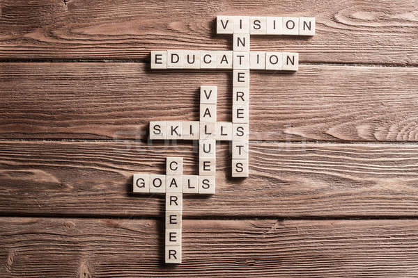 Conceptual keywords on wooden table with elements of game making crossword Stock photo © adam121