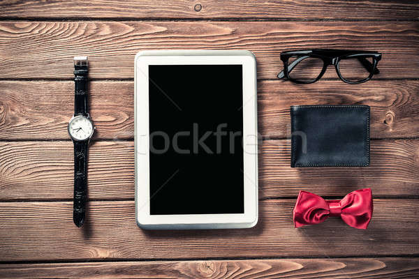 Hipster set on wooden table Stock photo © adam121