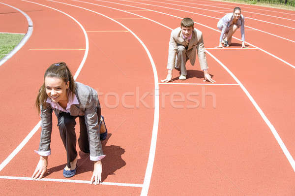 Business Wettbewerb starten Laufband Geschäftsmann Corporate Stock foto © adam121