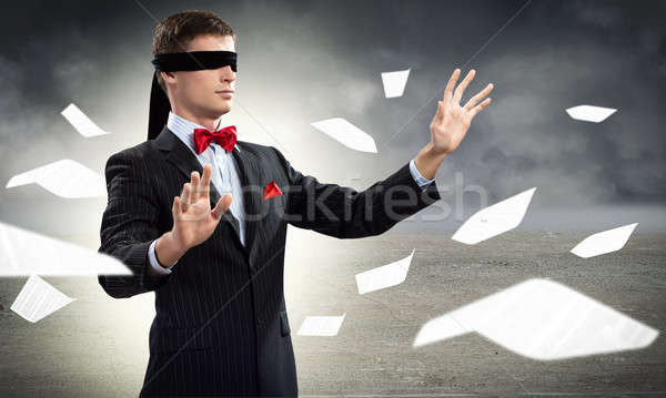 Blindfolded Businessman Making Face One Young Man Only One Person Emotional  Stress Photo Background And Picture For Free Download - Pngtree