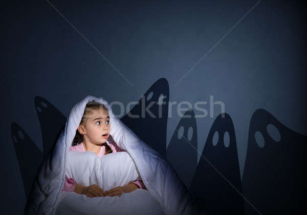 Mädchen Taschenlampe Bild Nacht Geister Stock foto © adam121