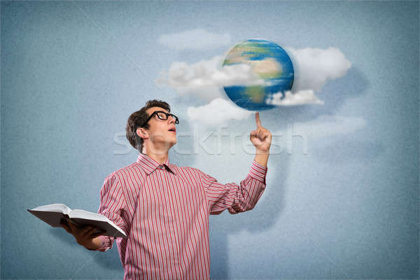 young man with a book thinks Stock photo © adam121