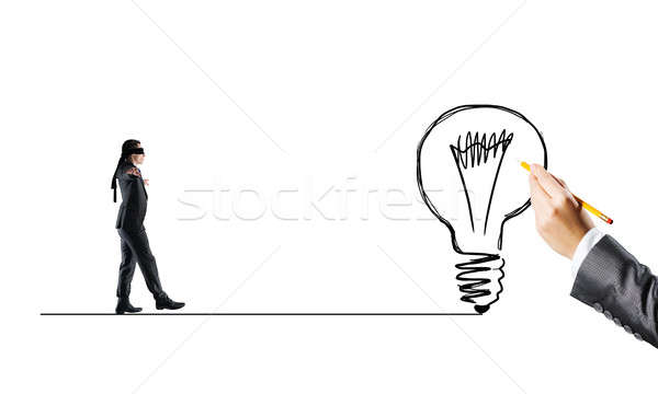 Concept of risk and difficulty with blind businessman steping carefully Stock photo © adam121