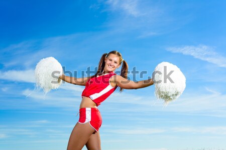 Cheerleader meisje blauwe hemel mode springen kleur Stockfoto © adam121