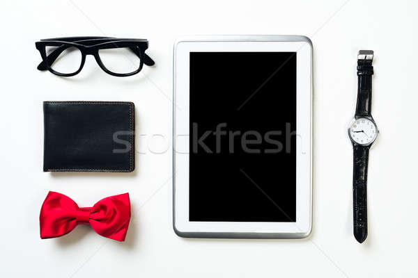 紳士 片劑 看 眼鏡 商業照片 © adam121