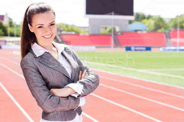 Porträt schönen business woman Sport Stadion Wettbewerb Stock foto © adam121