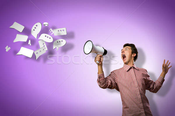 man yells into a megaphone Stock photo © adam121