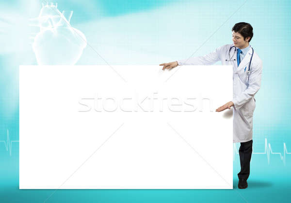 [[stock_photo]]: Médecin · bannière · jeunes · élégant · blanche · lieu