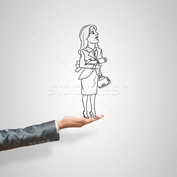 Zdjęcia stock: Kobieta · interesu · dłoni · kobiet · szary · kobieta