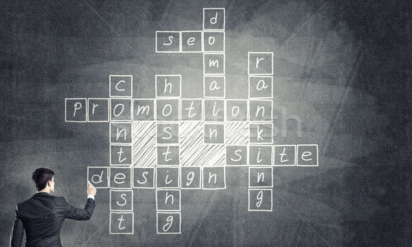 Seminar trainer draw on chalkboard Stock photo © adam121
