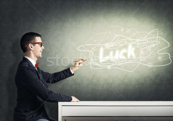 Smart guy draw on wall Stock photo © adam121