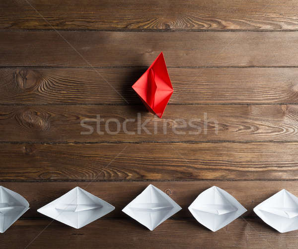 Działalności zestaw origami łodzi drewniany stół Zdjęcia stock © adam121