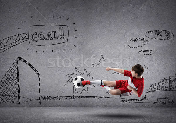 Foto stock: Fútbol · campeón · escuela · nino · jugando