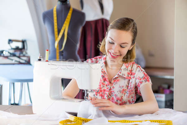 Stock photo: Seamstress at work