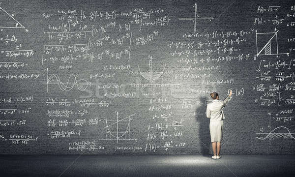Universiteit college achteraanzicht vrouw tekening formules Stockfoto © adam121