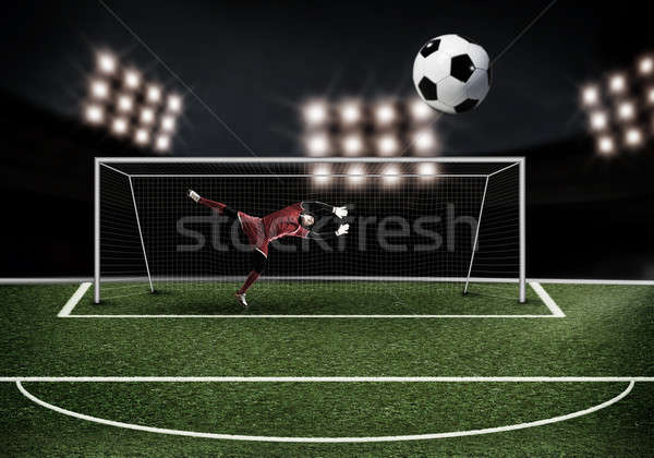 Stockfoto: Best · doelverdediger · springen · gras · man · team