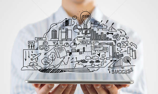 Plan elektronische business zakenman hand Stockfoto © adam121