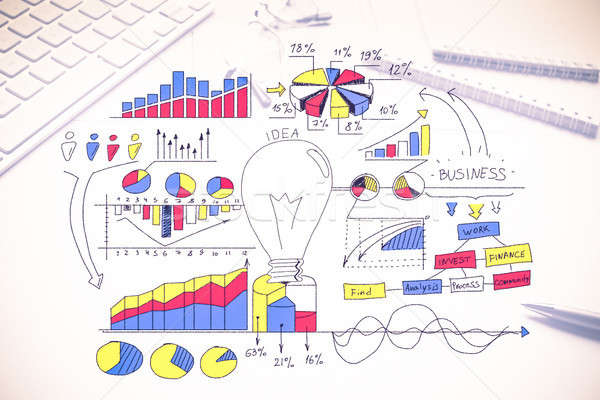 [[stock_photo]]: Plan · rentable · affaires · couleur · stratégie · d'entreprise · croquis