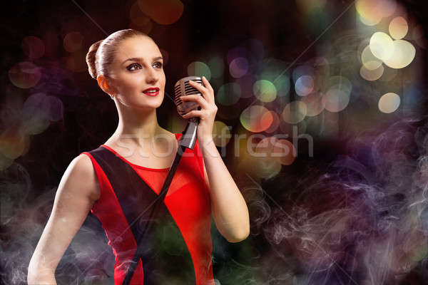 Привлекательная женщина певицы микрофона за аннотация моде Сток-фото © adam121