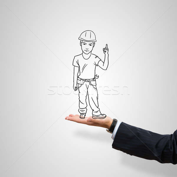 Mérnök férfi rajzolt építkezés férfi pálma Stock fotó © adam121