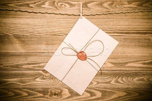 Posta boríték kötél akasztás fából készült textúra Stock fotó © adam121