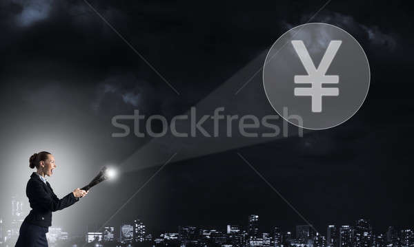 Woman with lantern in hand Stock photo © adam121