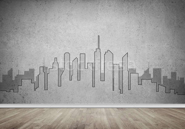 Ville design mur silhouette modernes paysage [[stock_photo]] © adam121