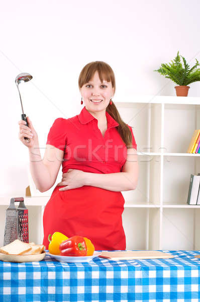 [[stock_photo]]: Femme · travail · cuisine · belle · jeune · femme · cuisson