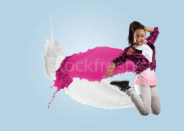 年輕 女 舞蹈家 跳躍 濺 畫 商業照片 © adam121