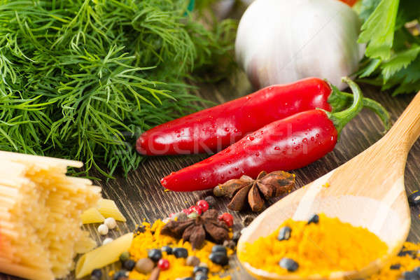 Italian spaghetti and vegetables Stock photo © adam121