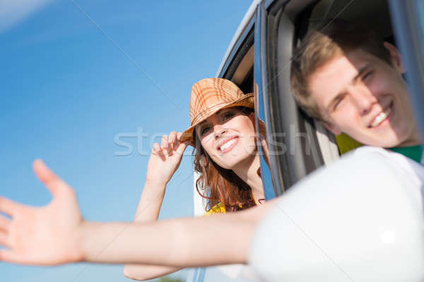 Stock foto: Schauen · heraus · Auto · Fenster · Hand