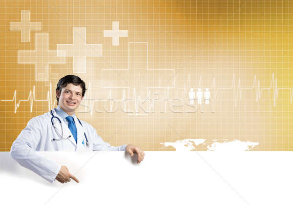 Doctor with banner Stock photo © adam121