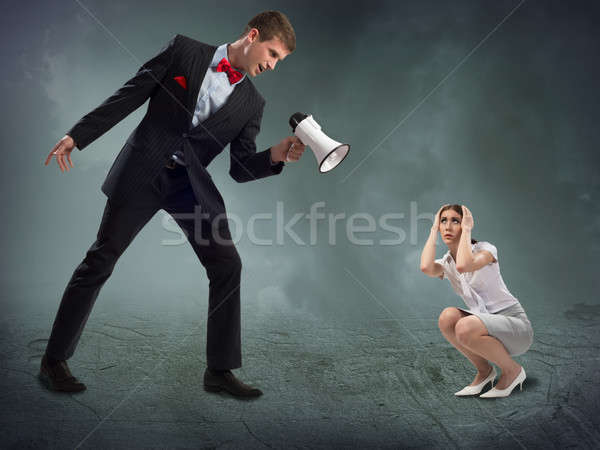Aggression Mann erschrocken Frau Mädchen Haar Stock foto © adam121