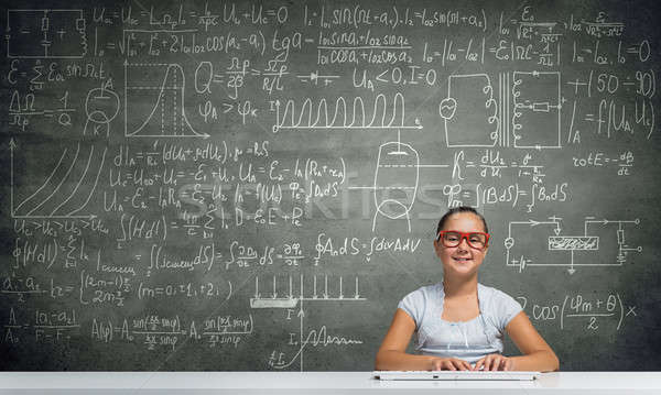 Pequeno escolas gênio menina idade vermelho Foto stock © adam121