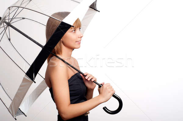Vrouw paraplu jonge modieus vrouw glimlach Stockfoto © adam121