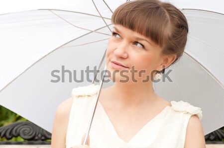 Belo mulher jovem branco guarda-chuva verão parque Foto stock © adam121